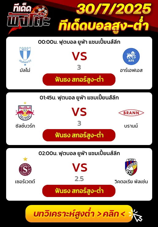 เซอร์เวตต์ vs วิคตอเรีย พัลเซ่น-ซัลซ์บวร์ก vs บรานน์-มัลโม่ vs อาร์เอฟเอส
