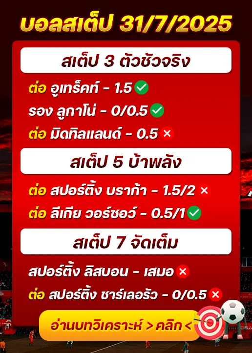 สถิติสเต็ป31/07/2025