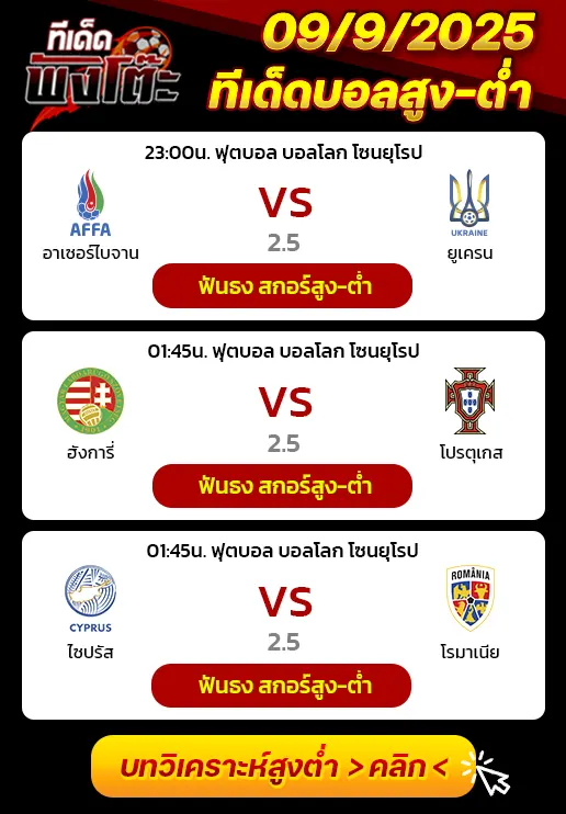 อาเซอร์ไบจาน vs ยูเครน-ไซปรัส vs โรมาเนีย-ฮังการี vs โปรตุเกส