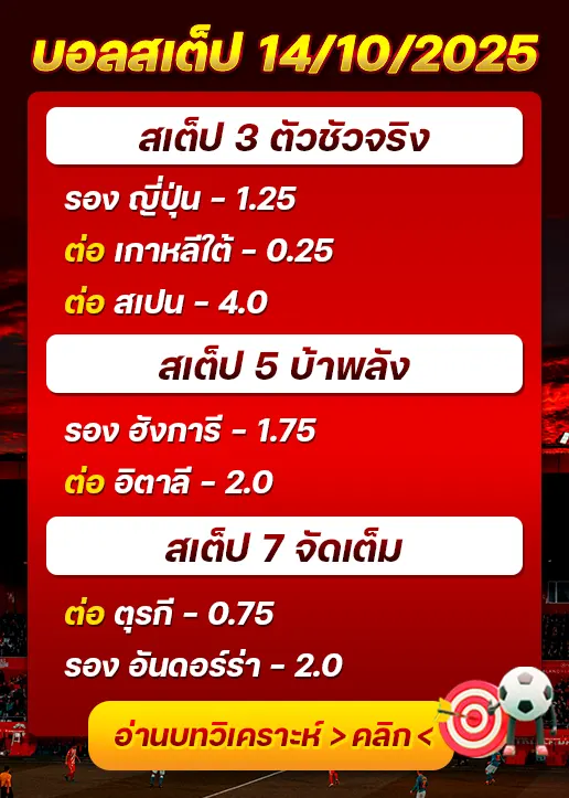 ทีเด็ดบอลสเต็ป 14/10/2025