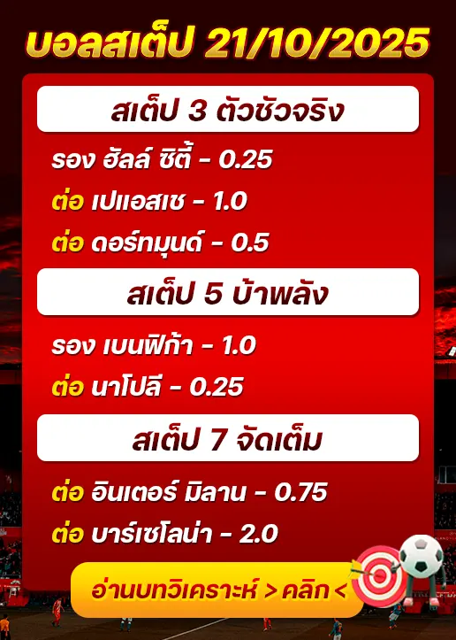 ทีเด็ดบอลสเต็ป 21/10/2025
