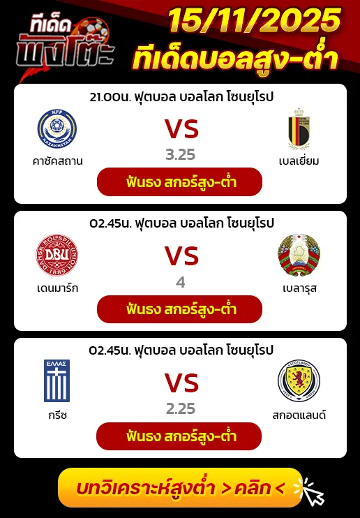 คาซัคสถาน vs เบลเยียม-กรีซ vs สกอตแลนด์-เดนมาร์ก vs เบลารุส