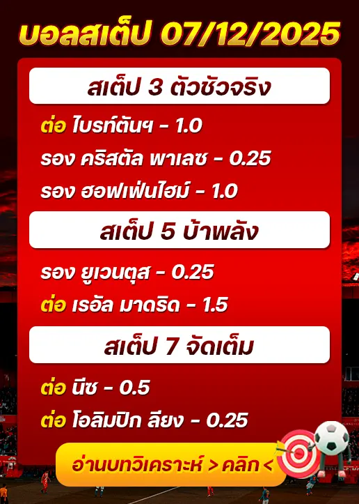 ทีเด็ดบอลสเต็ป 07/12/25