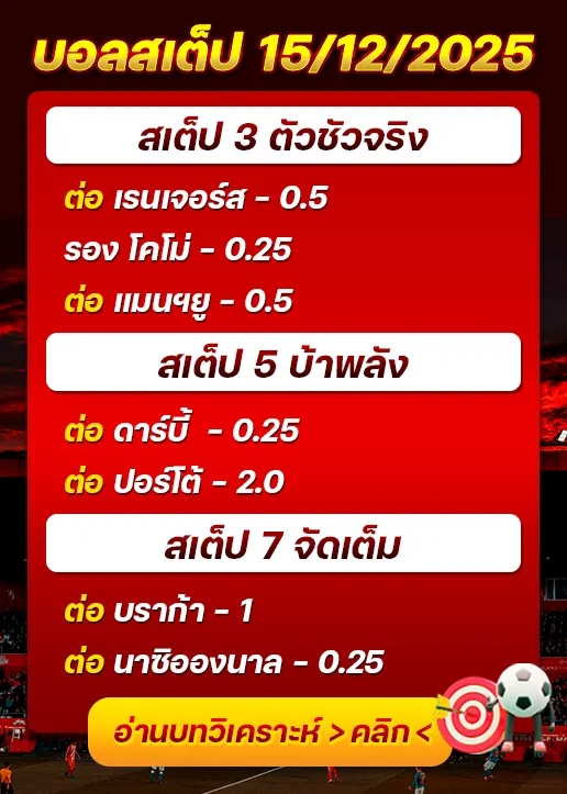 ทีเด็ดบอลสเต็ป 15/12/25