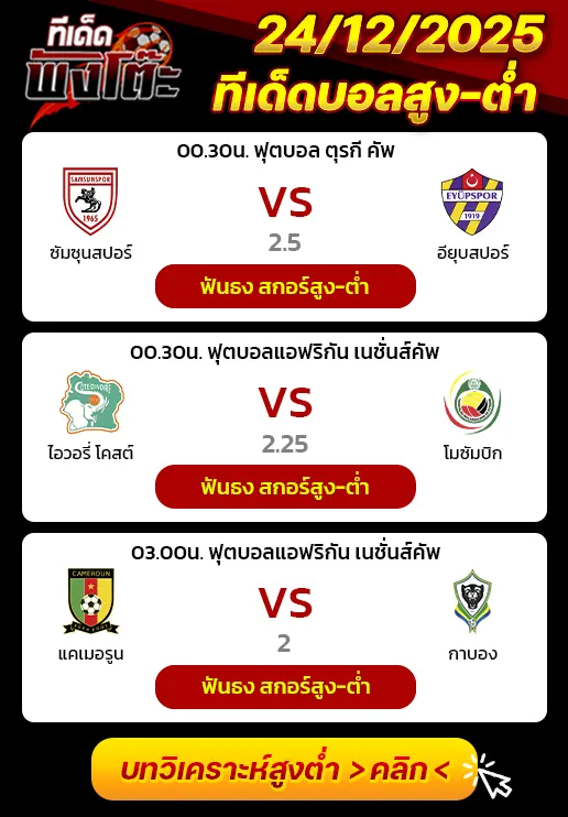 ซัมซุนสปอร์ vs อียุบสปอร์-แคเมอรูน vs กาบอง-ไอวอรี่ โคสต์ vs โมซัมบิก