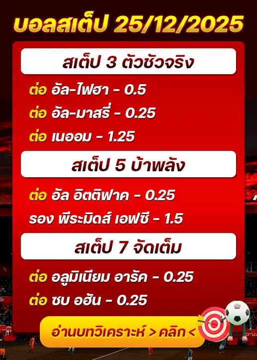 ทีเด็ดบอลสเต็ป 25/12/25