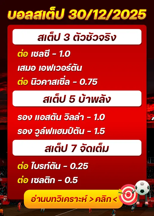 ทีเด็ดบอลสเต็ป 30/12/25