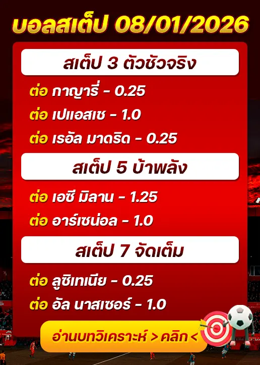 ทีเด็ดบอลสเต็ป 08/01/26