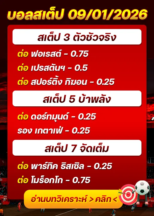 ทีเด็ดบอลสเต็ป 09/01/26