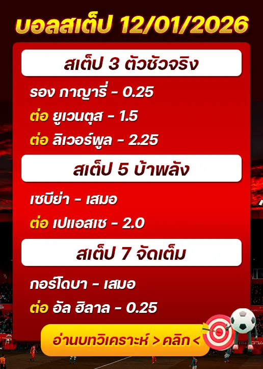ทีเด็ดบอลสเต็ป 12/01/26