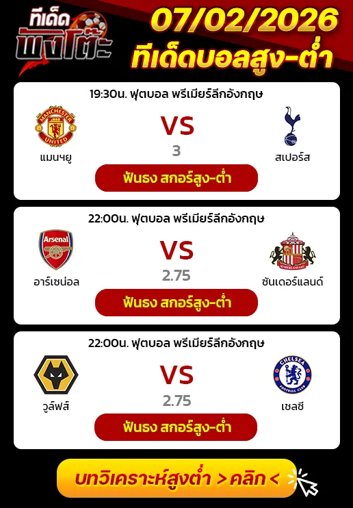แมนฯยู vs สเปอร์ส-วูล์ฟส์ vs เชลซี-อาร์เซน่อล vs ซันเดอร์แลนด์