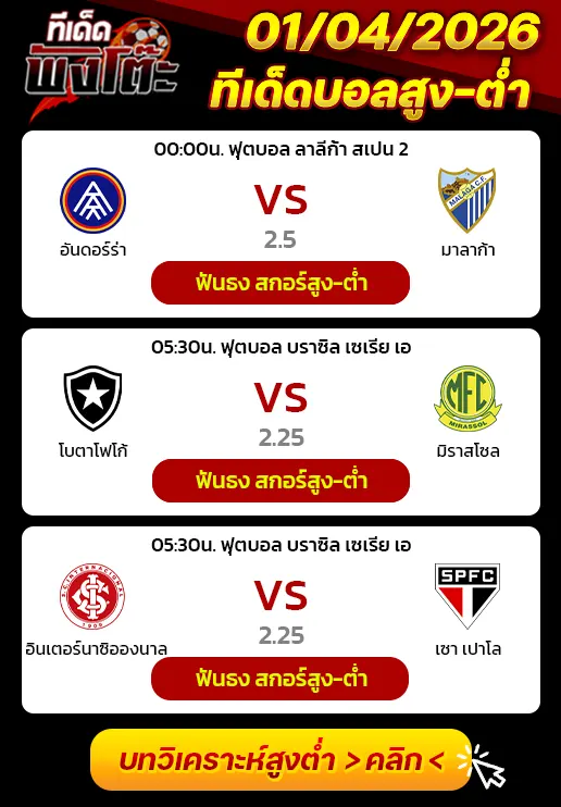 อันดอร์ร่า vs มาลาก้า-โบตาโฟโก้ vs มิราสโซล-อินเตอร์นาซิอองนาล vs เซา เปาโล