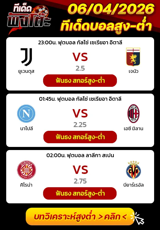 นาโปลี vs เอซี มิลาน-ยูเวนตุส vs เจนัว-กิโรน่า vs บียาร์เรอัล